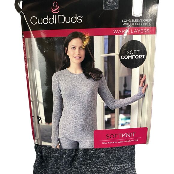 Cuddl Duds Long Sleeve Crew Soft Knit w/Thumb Holes Women's Size X-Small Gray - Picture 4 of 15